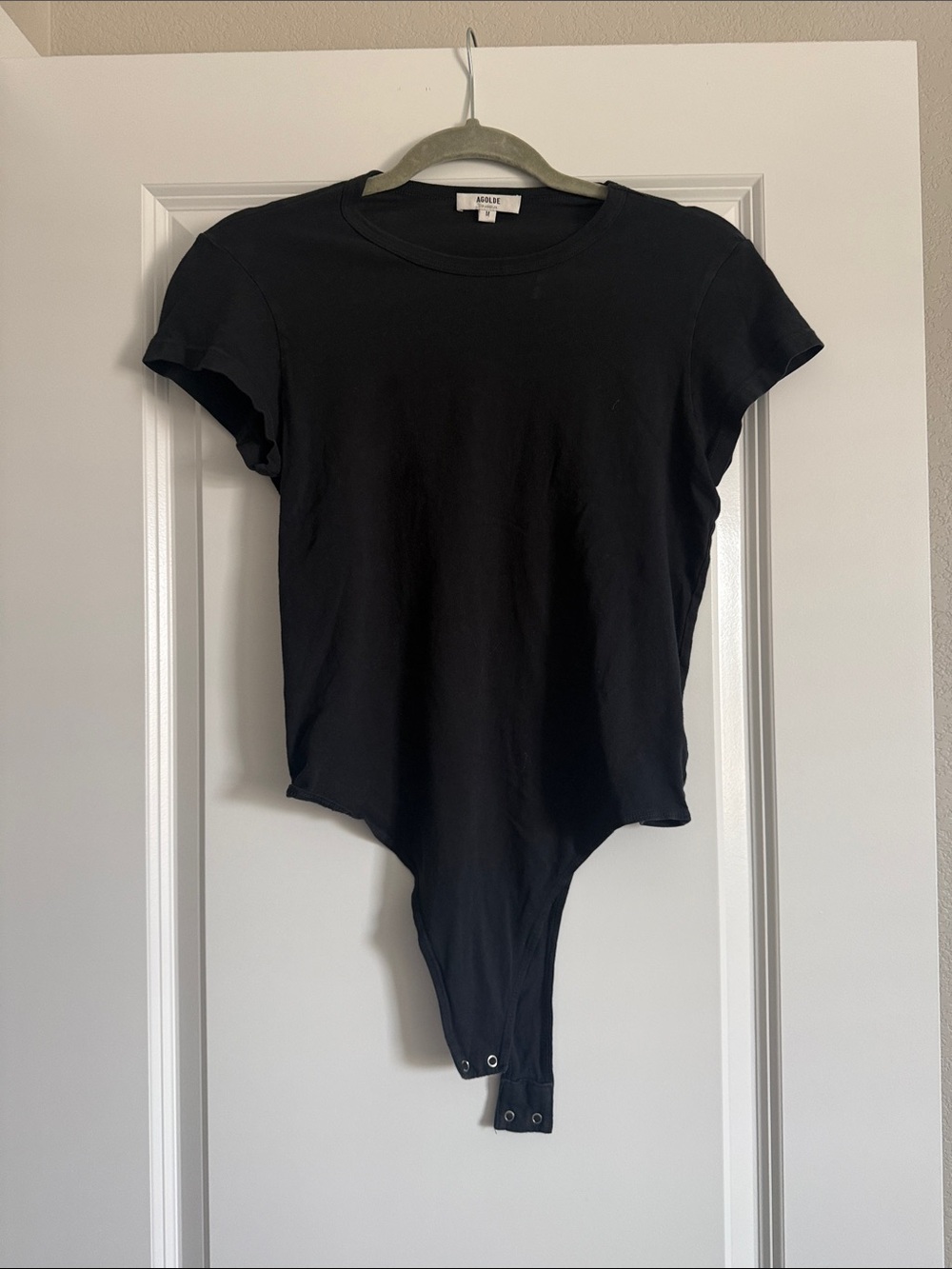 Agolde Black Short-Sleeve Crew Bodysuit